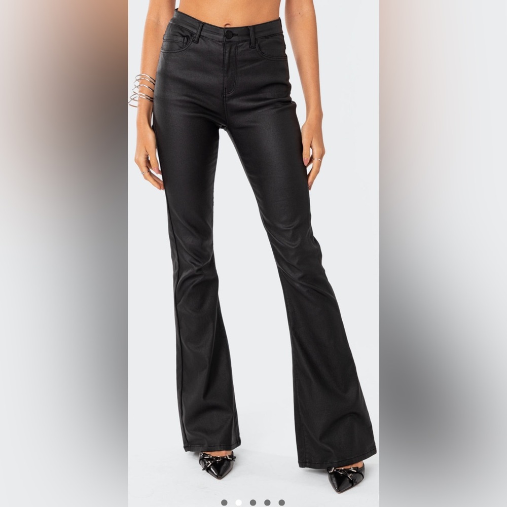 Edikted petite flare leather jeans: size small. new worn once. couldn’t return